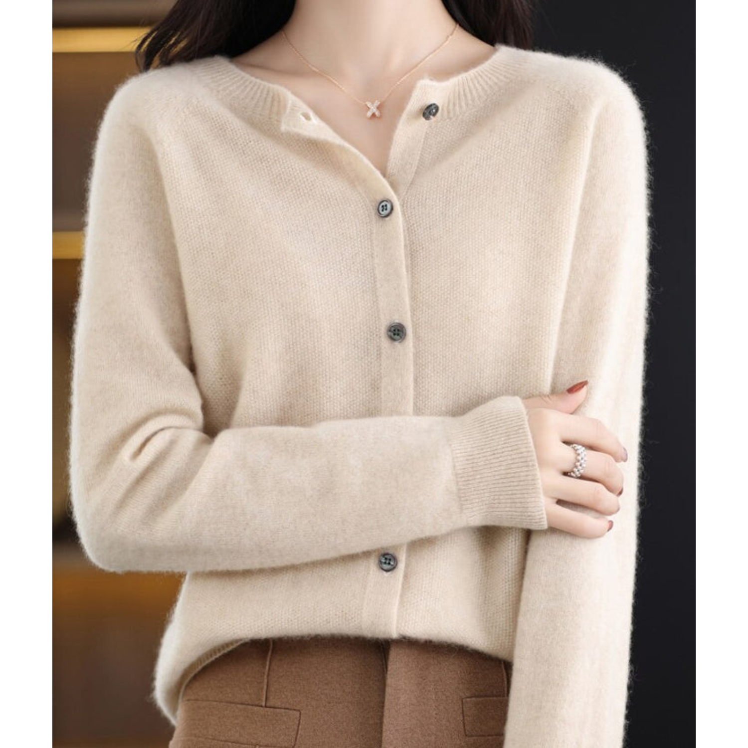 Veronica | Damen-Strickpullover mit Rundhalsausschnitt 