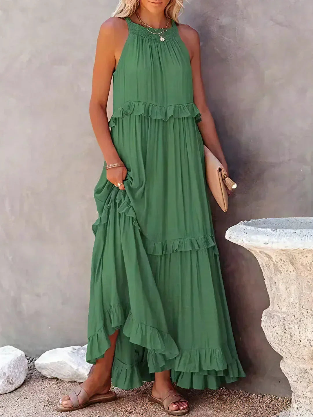 Christa | Schickes Neckholder-Rüschenkleid