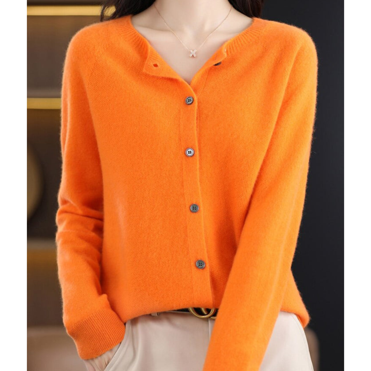 Veronica | Damen-Strickpullover mit Rundhalsausschnitt 