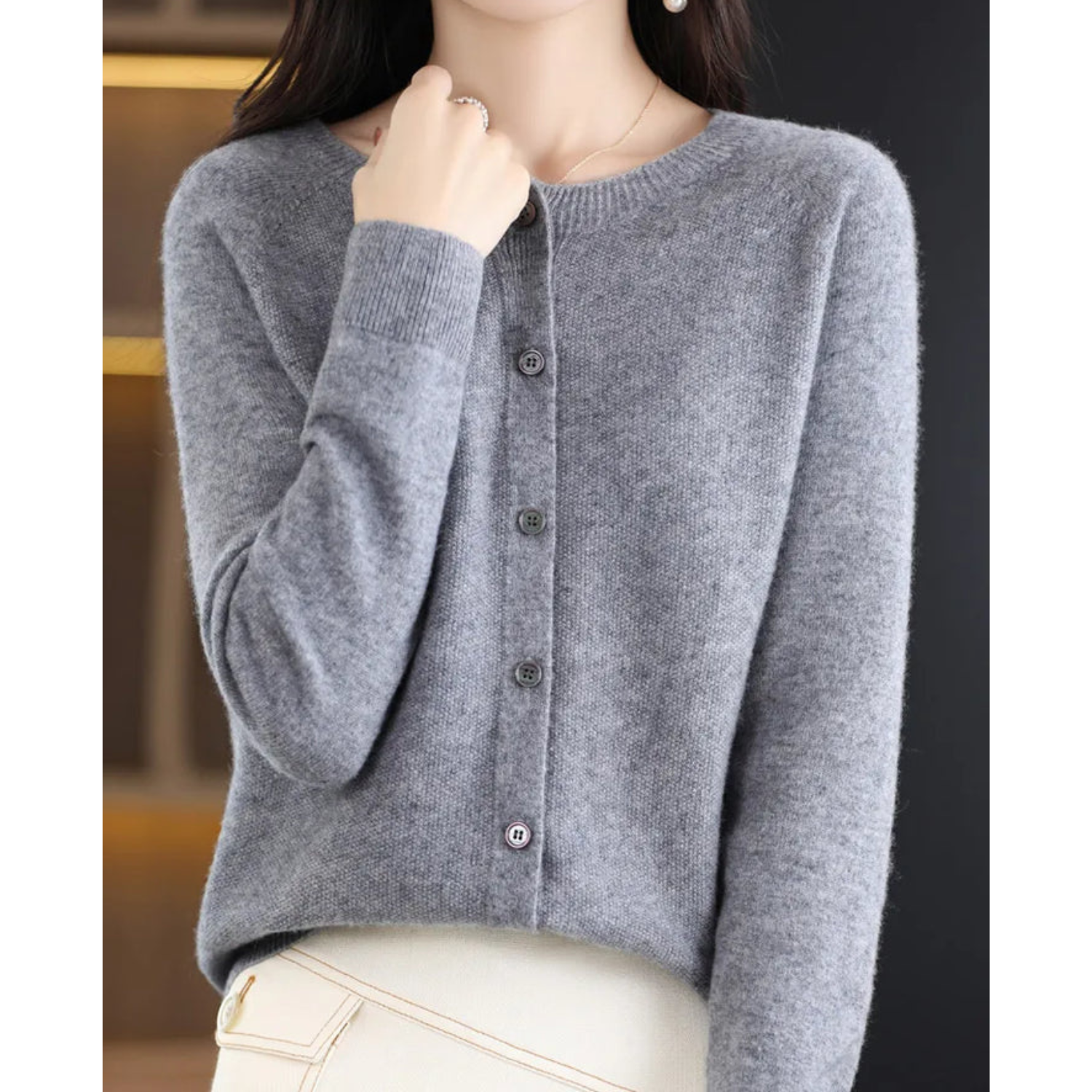 Veronica | Damen-Strickpullover mit Rundhalsausschnitt 