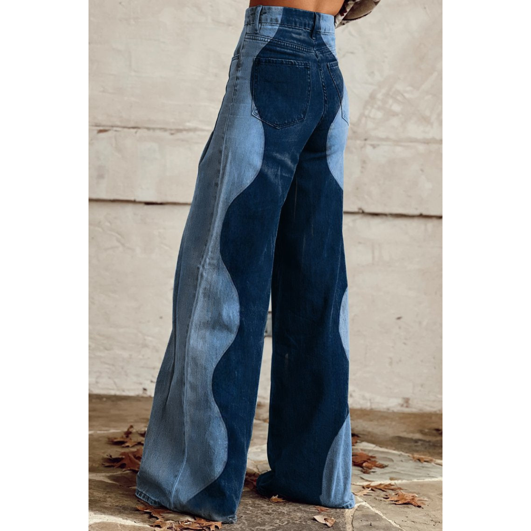 Damaris | Jeans mit weitem Bein und Wellenmuster