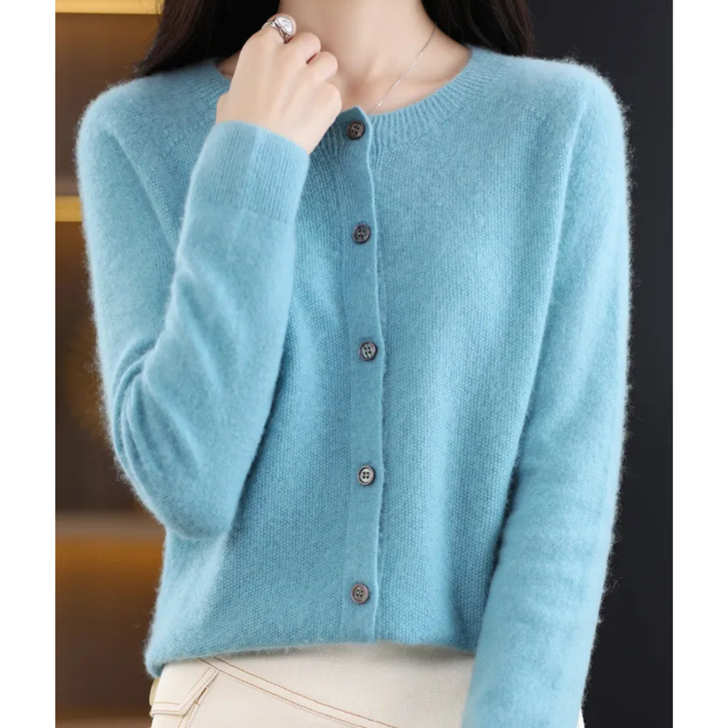 Veronica | Damen-Strickpullover mit Rundhalsausschnitt 