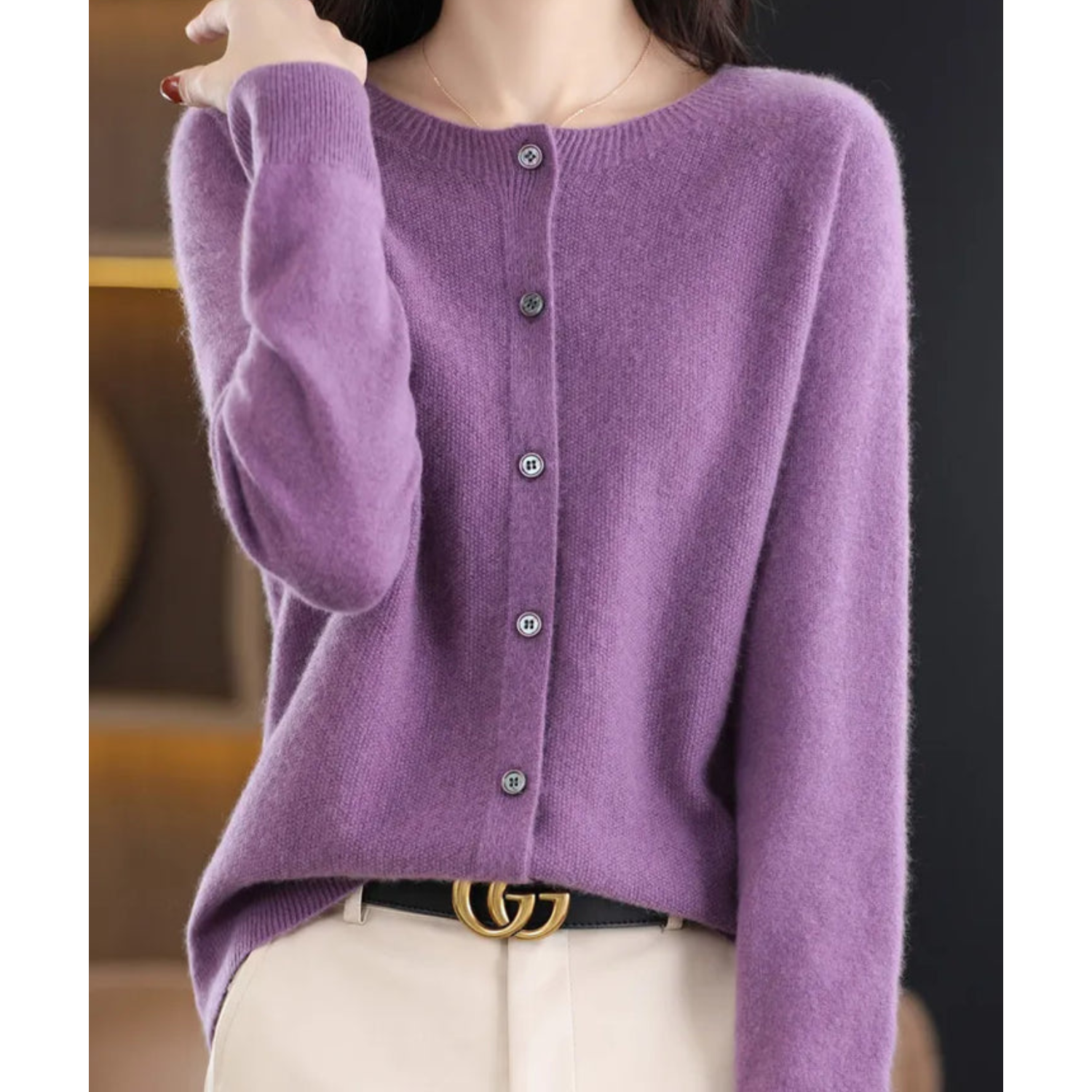 Veronica | Damen-Strickpullover mit Rundhalsausschnitt 