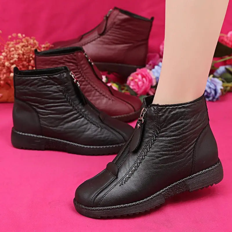 Rutschfeste Damenstiefeletten aus Naturleder 