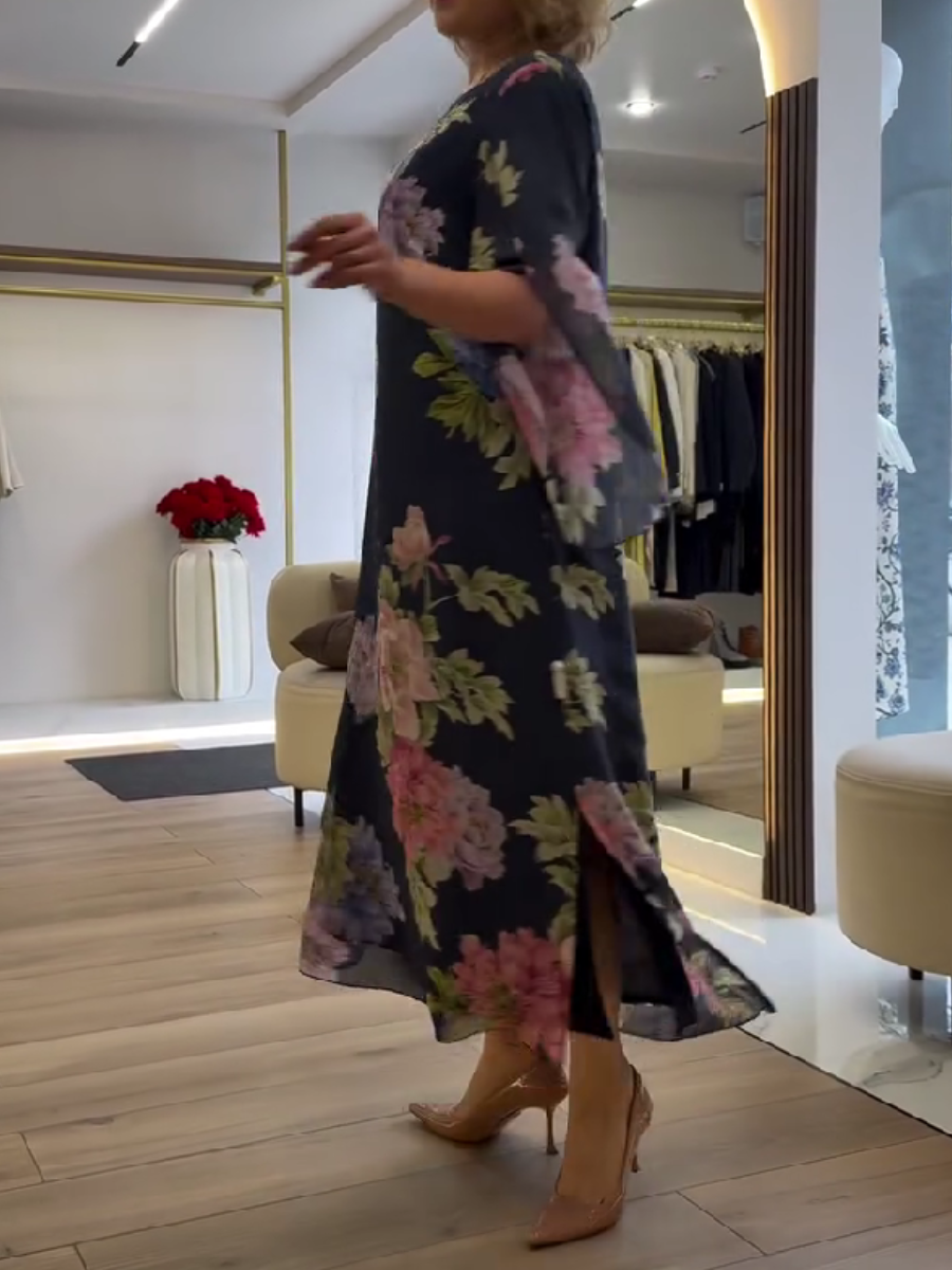 Einzigartiges Maxikleid mit Blumendruck 