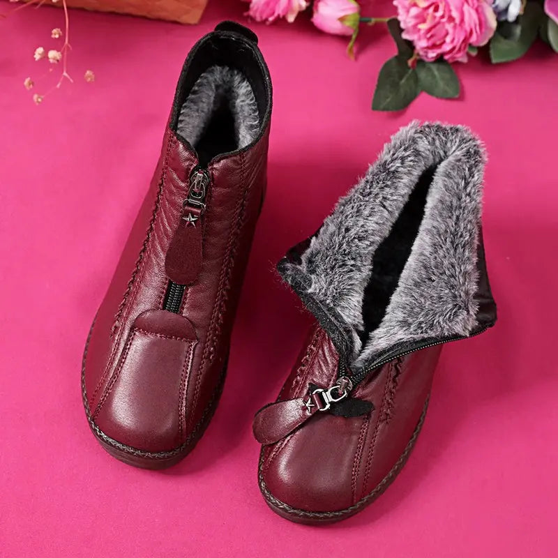 Rutschfeste Damenstiefeletten aus Naturleder 