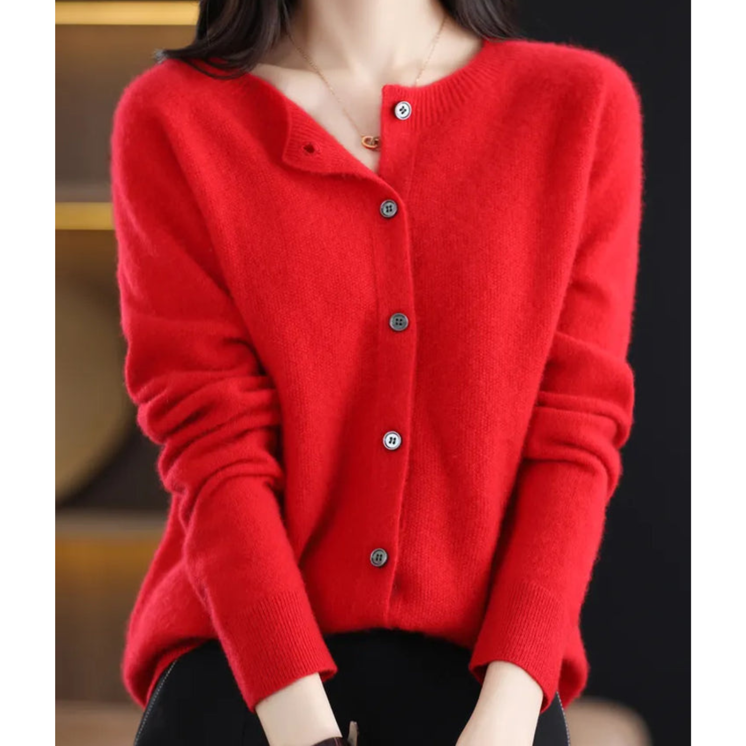 Veronica | Damen-Strickpullover mit Rundhalsausschnitt 