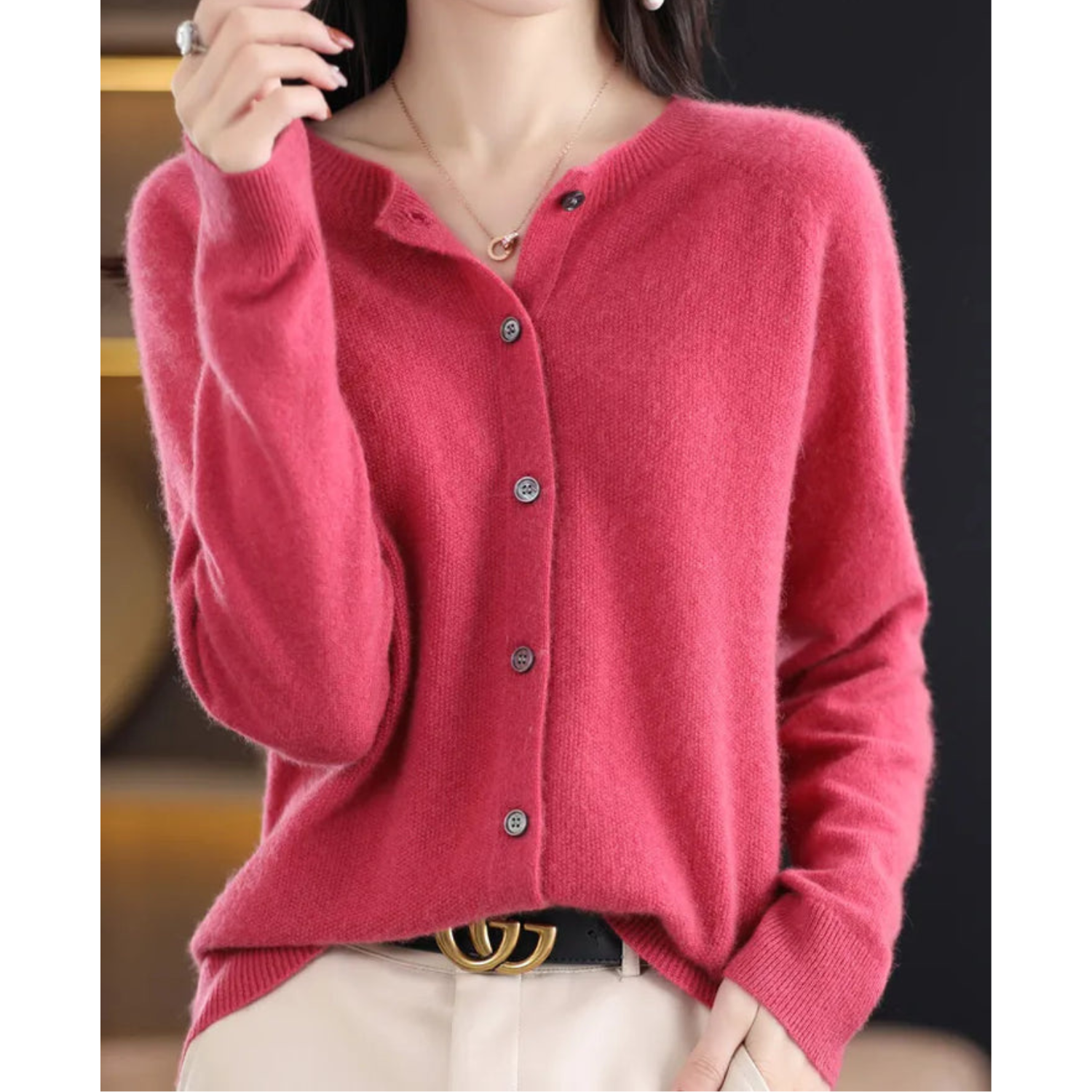 Veronica | Damen-Strickpullover mit Rundhalsausschnitt 