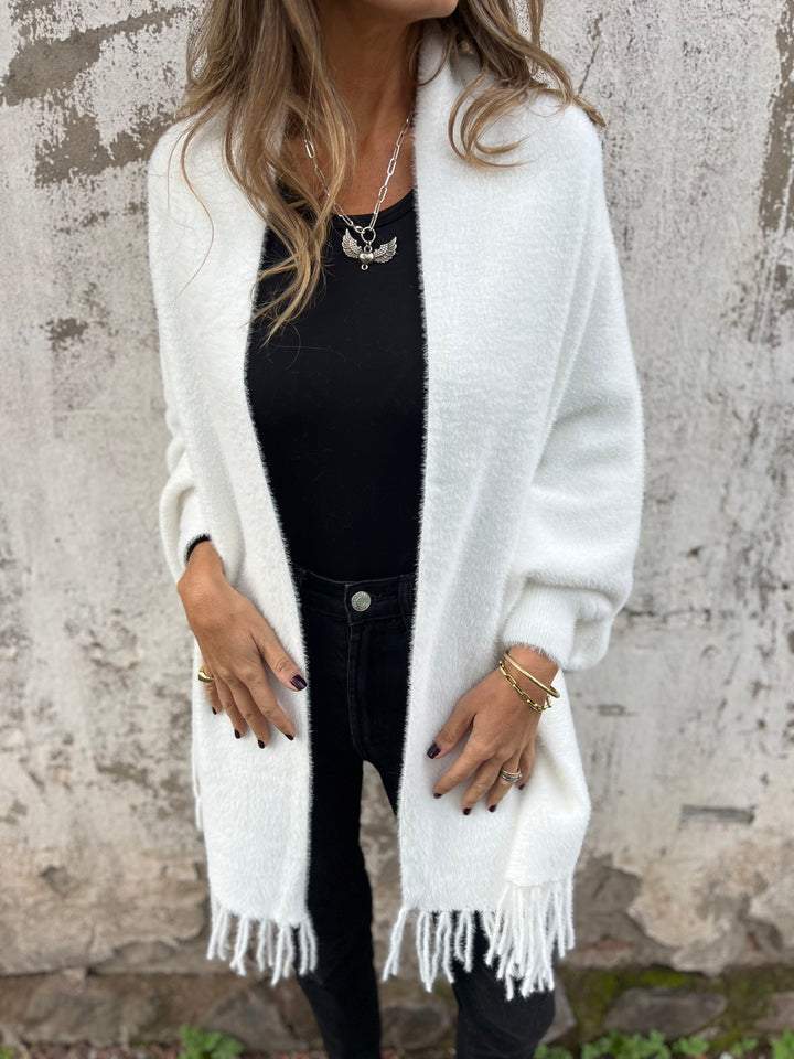 Damen Langarm Fransenmantel Casual 