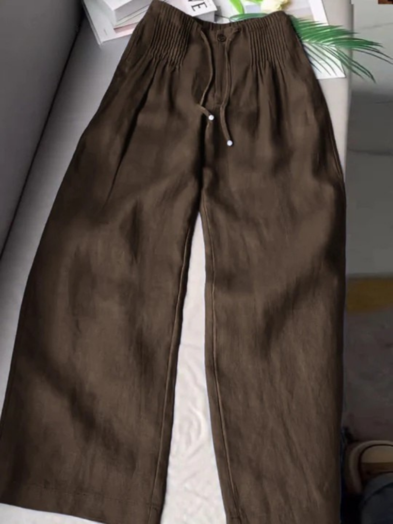 Camille – Locker sitzende Hose aus Baumwolle und Leinen 