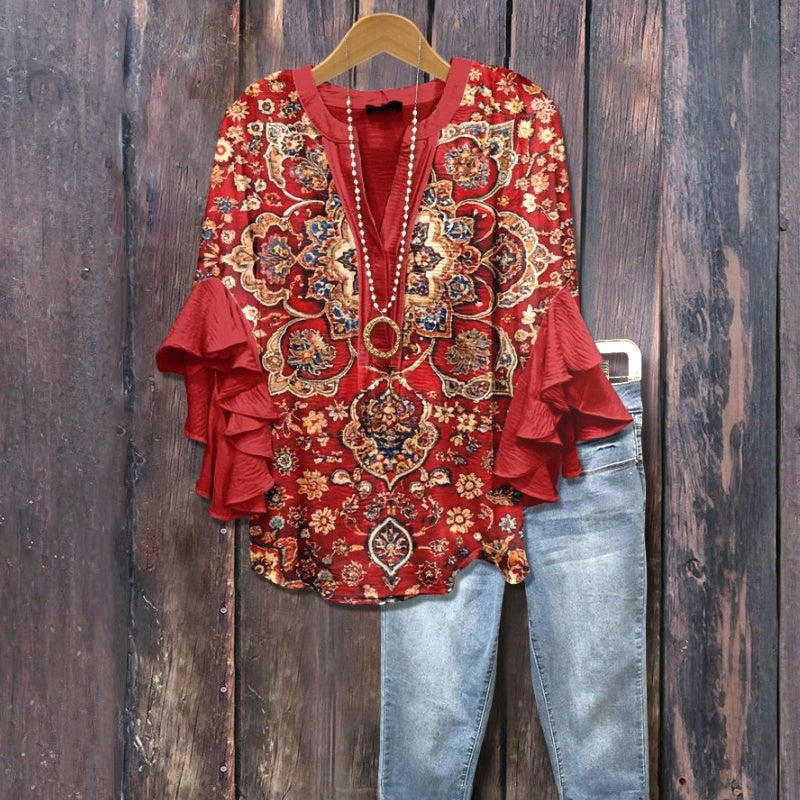 Bluse mit Vintage-Blumendruck