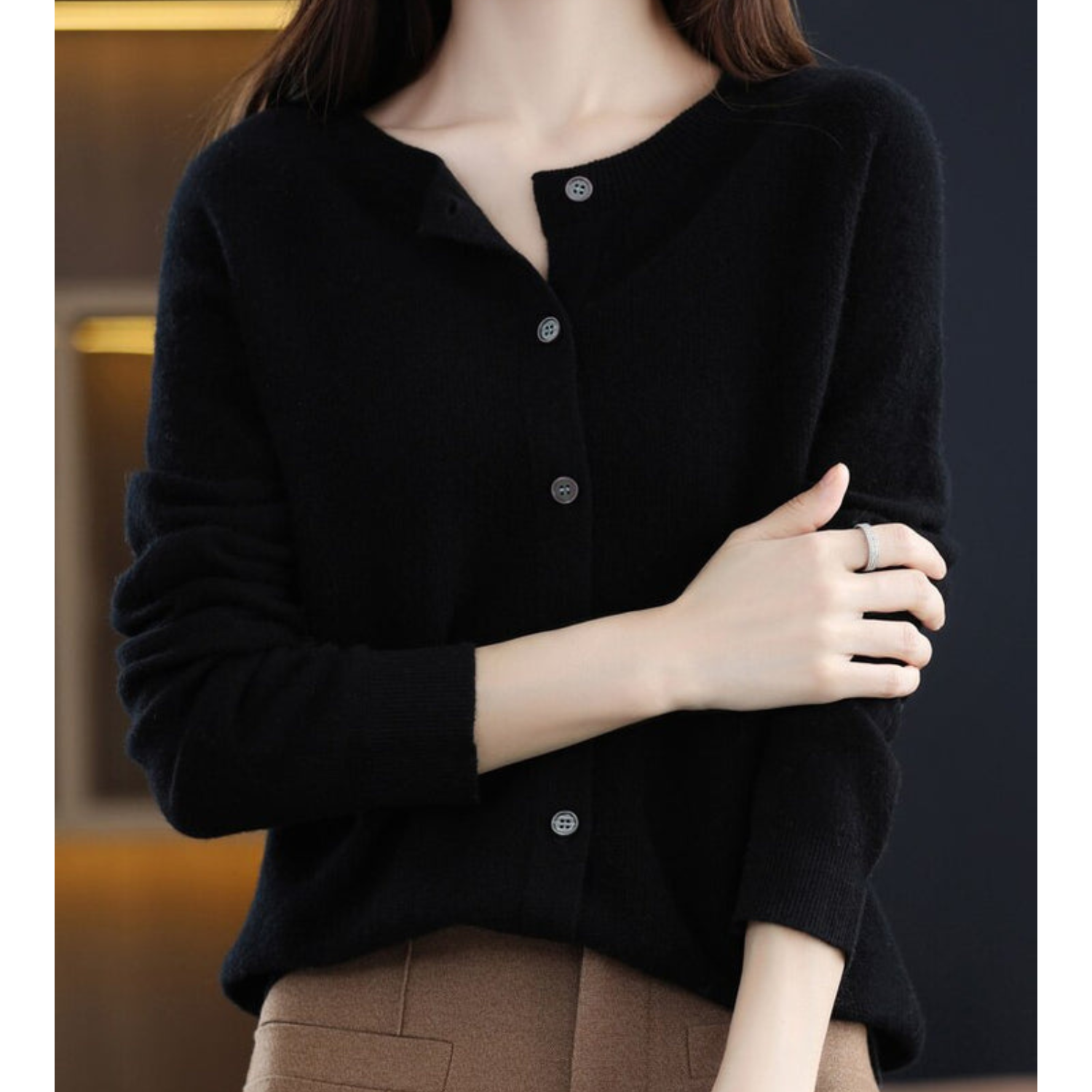 Veronica | Damen-Strickpullover mit Rundhalsausschnitt 