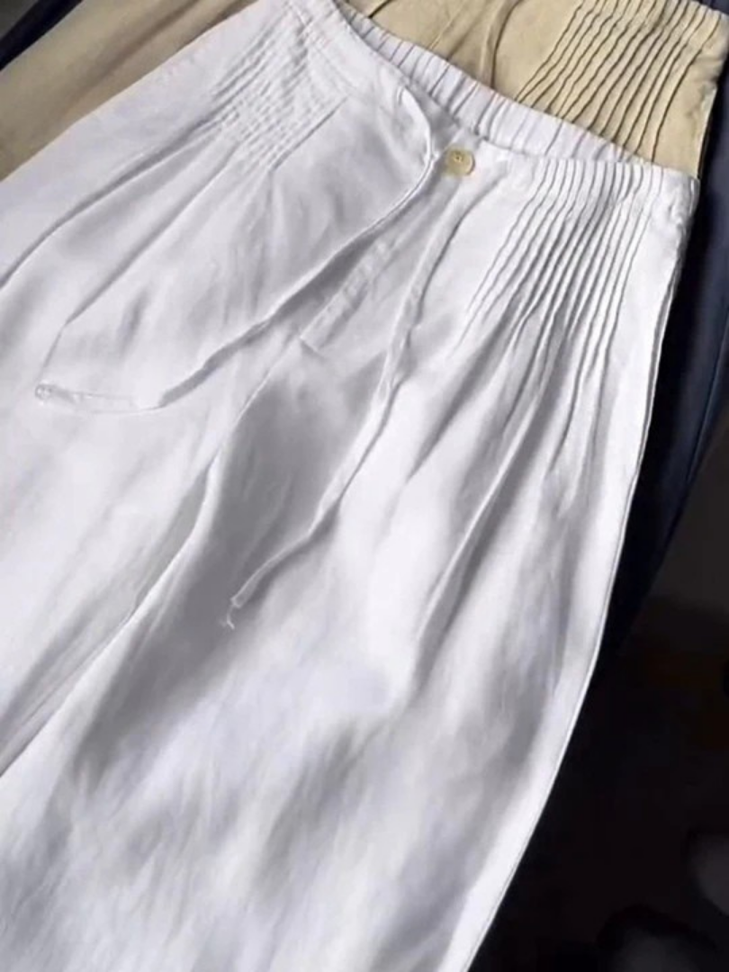 Camille – Locker sitzende Hose aus Baumwolle und Leinen 