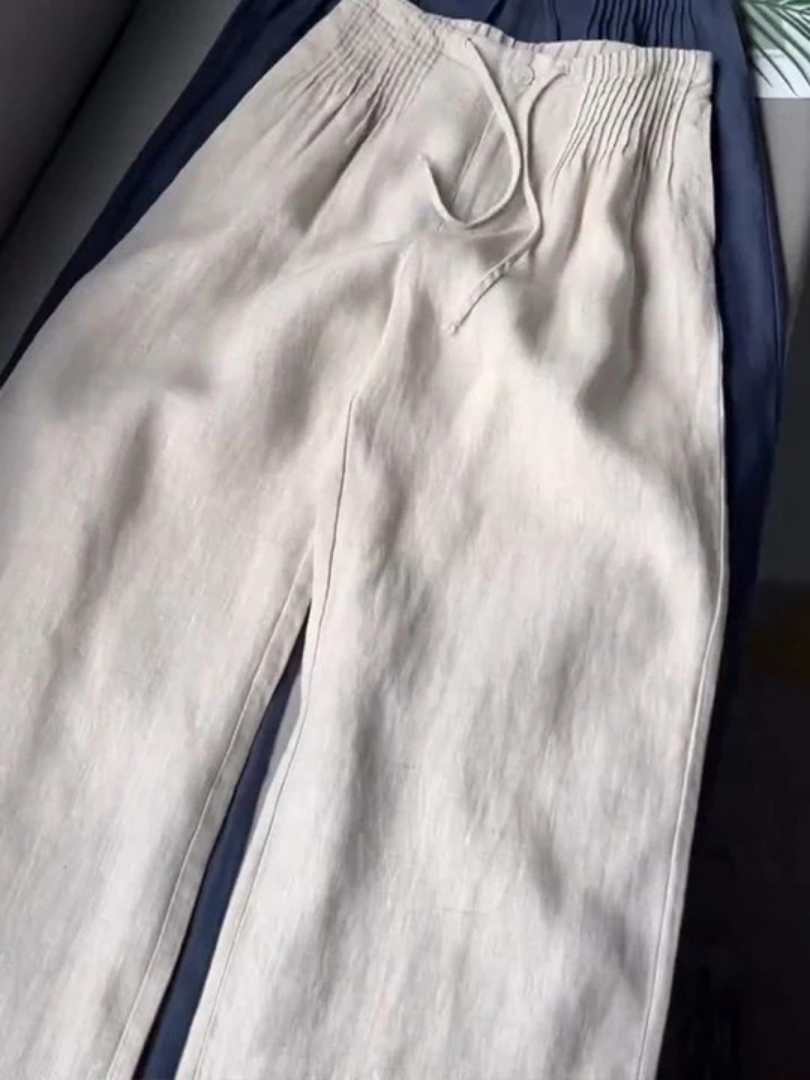 Camille – Locker sitzende Hose aus Baumwolle und Leinen 