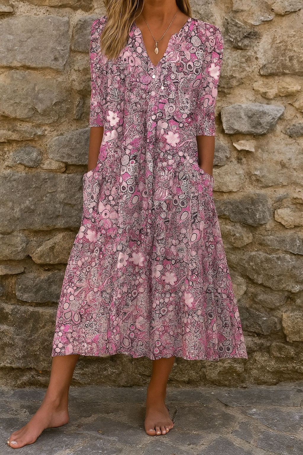 Miranda | Elegantes Kleid mit V-Ausschnitt