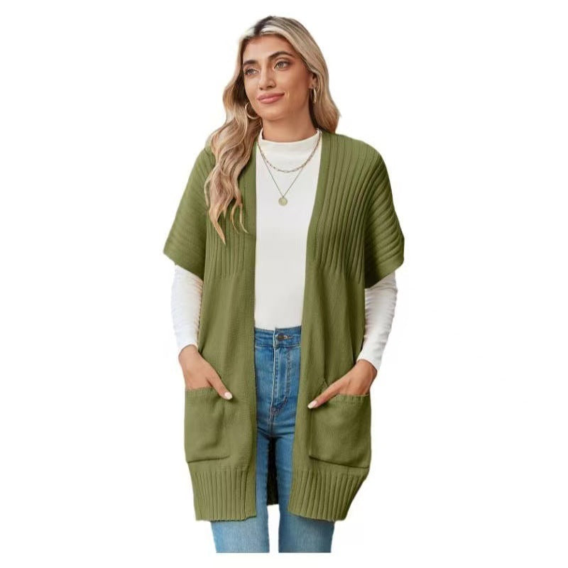 Leichte Strickjacke mit offener Vorderseite