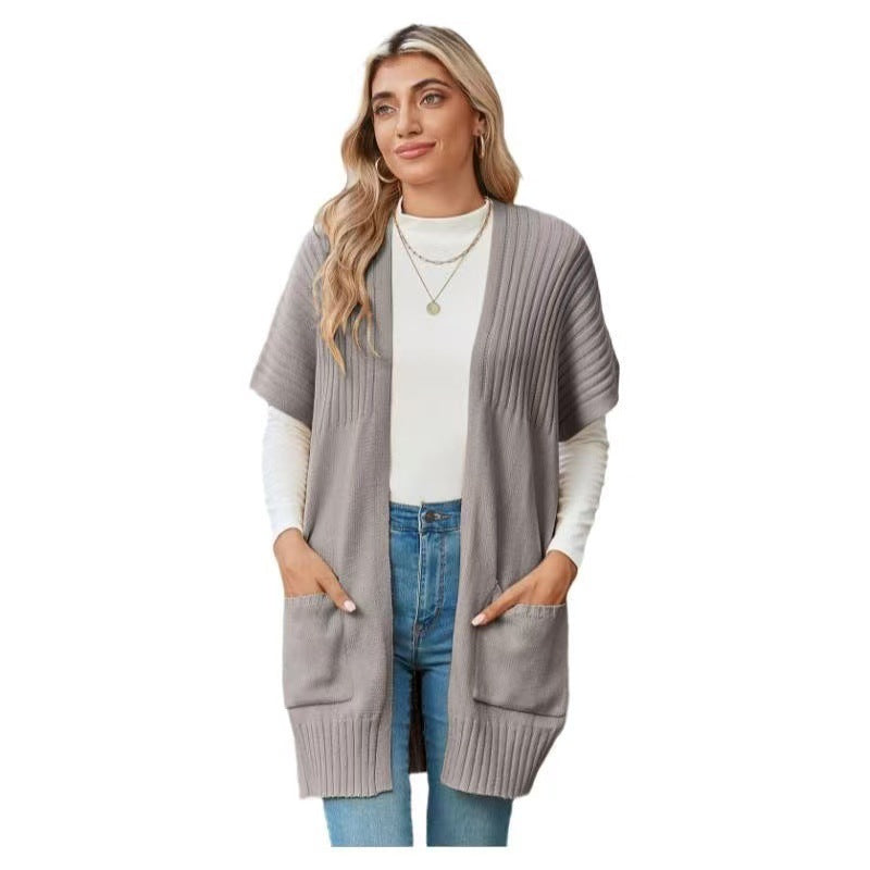 Leichte Strickjacke mit offener Vorderseite