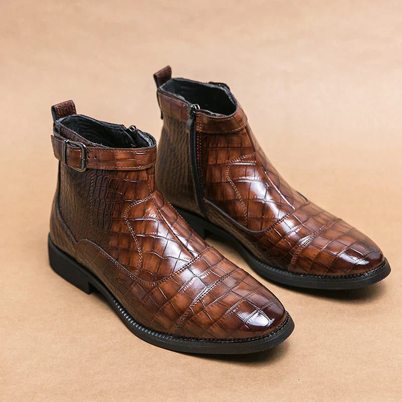 David | Ankle Boots aus Leder mit Schnalle