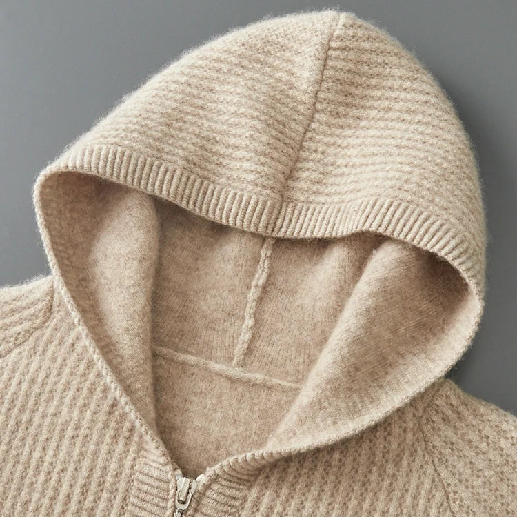 Tyrone | Kaschmir-Kapuzenpullover mit Reißverschluss
