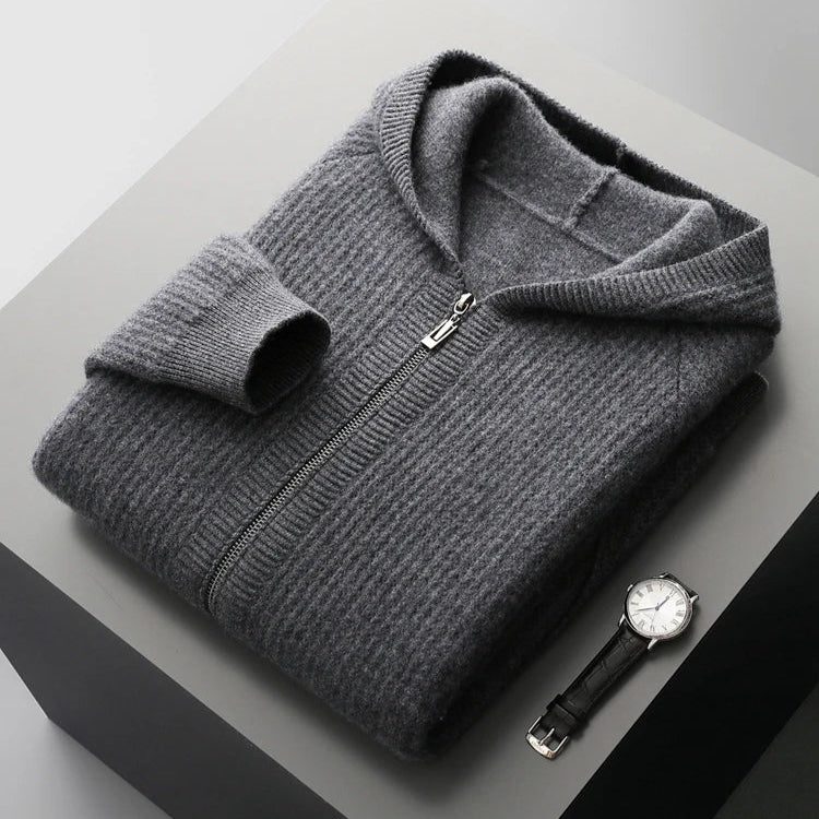 Tyrone | Kaschmir-Kapuzenpullover mit Reißverschluss