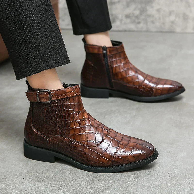 David | Ankle Boots aus Leder mit Schnalle