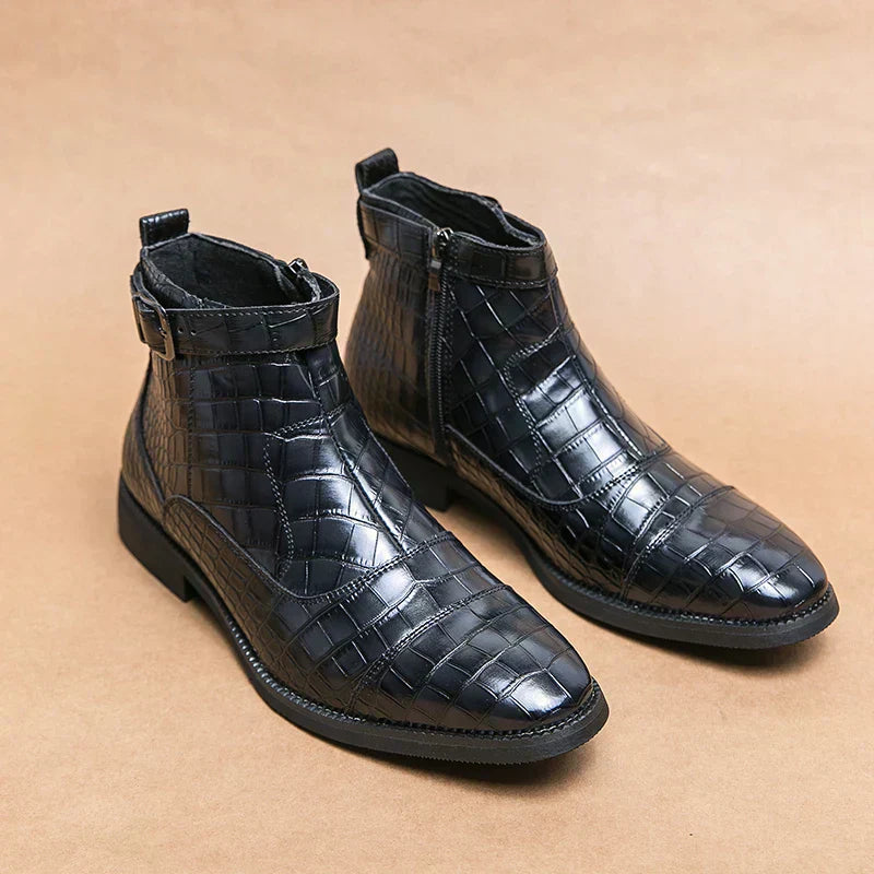 David | Ankle Boots aus Leder mit Schnalle