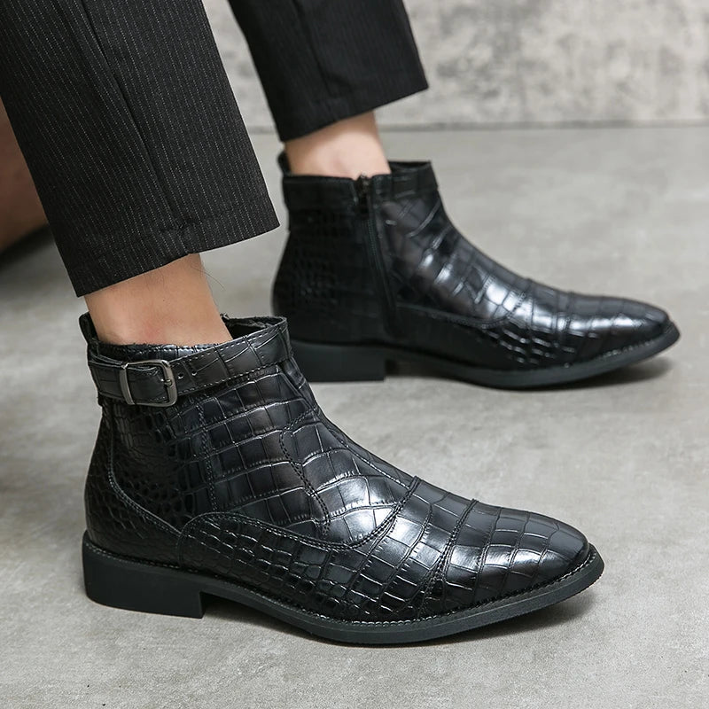 David | Ankle Boots aus Leder mit Schnalle