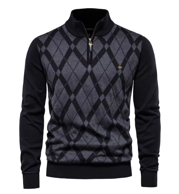 Koelmann | Herren-Pullover mit halbem Reißverschluss 