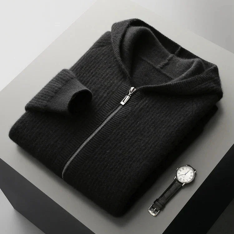 Tyrone | Kaschmir-Kapuzenpullover mit Reißverschluss