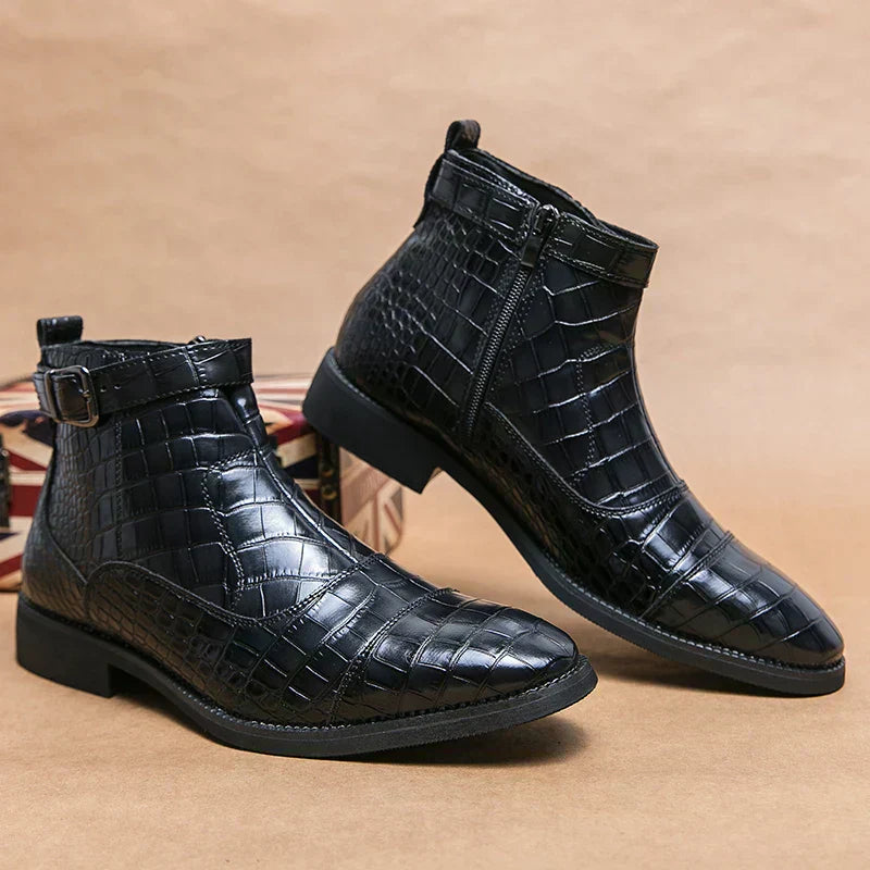 David | Ankle Boots aus Leder mit Schnalle