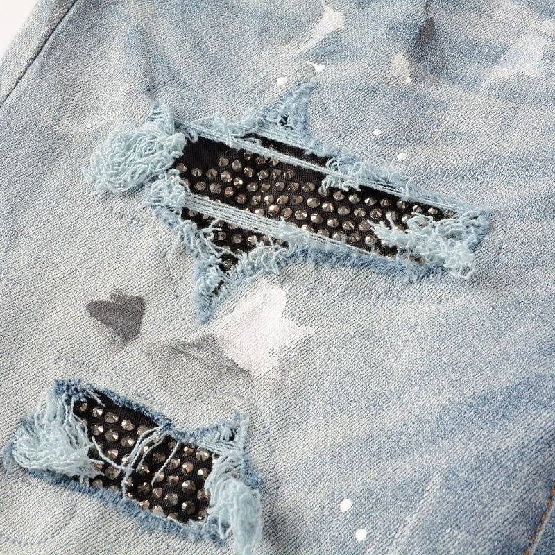 Fleckige Jeans