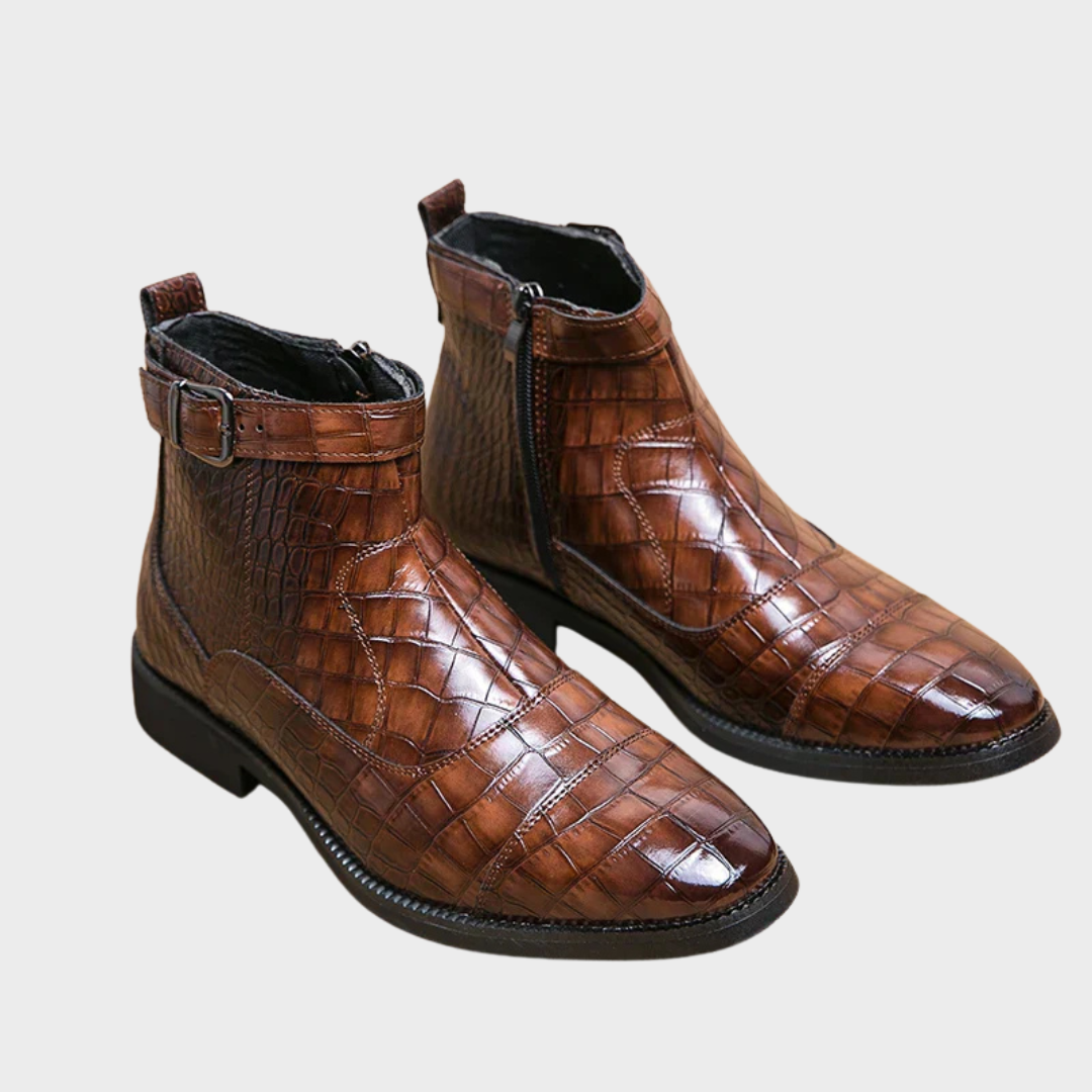 David | Ankle Boots aus Leder mit Schnalle