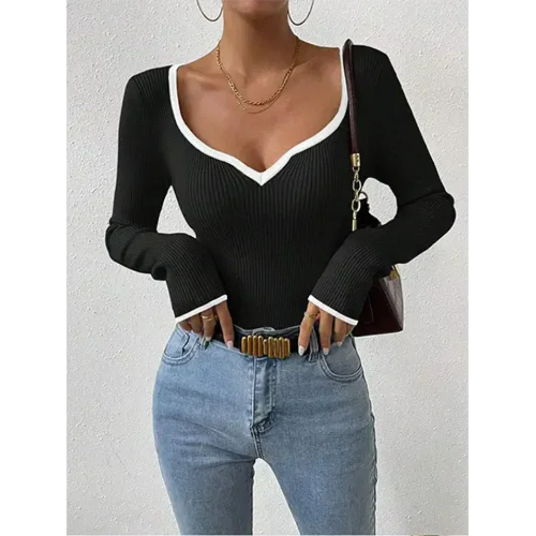 Pavla | Langarmshirt mit V-Ausschnitt