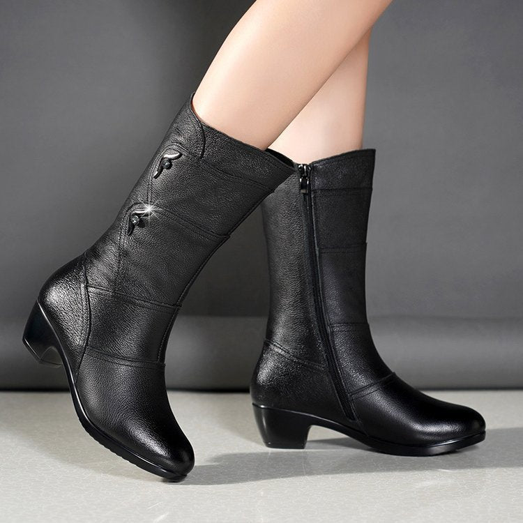 Damen-Stiefeletten mit Plateausohle und halbhoher Wadenhöhe 