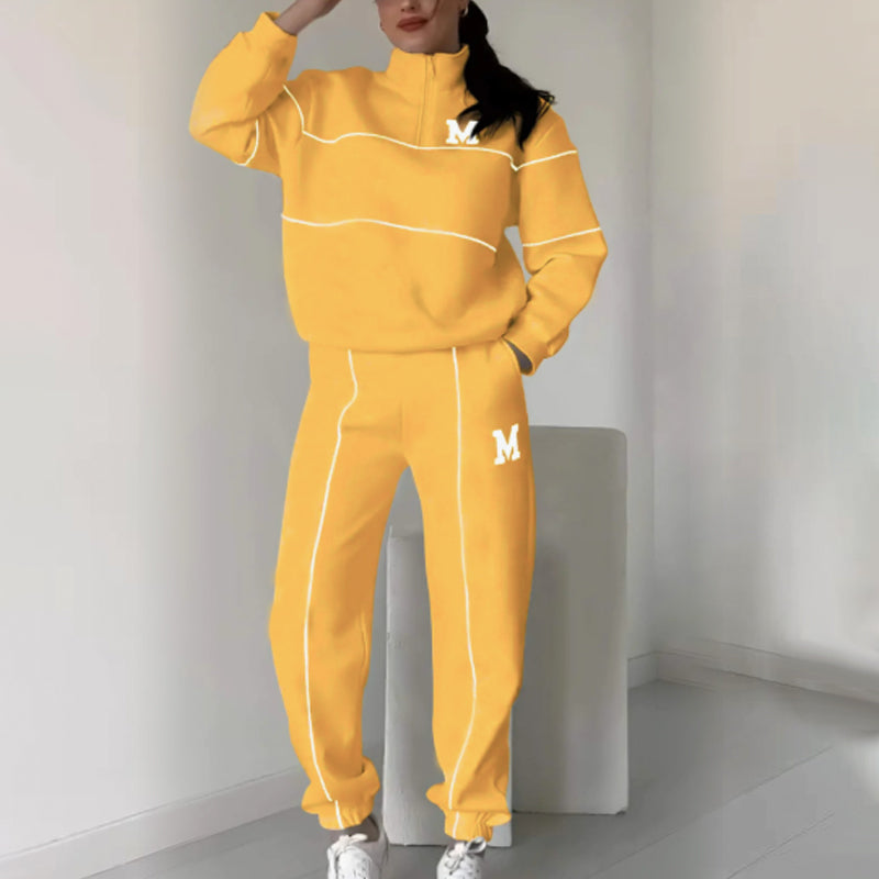 Lässiges Set aus Sweatshirt und Jogginghose mit halbem Reißverschluss