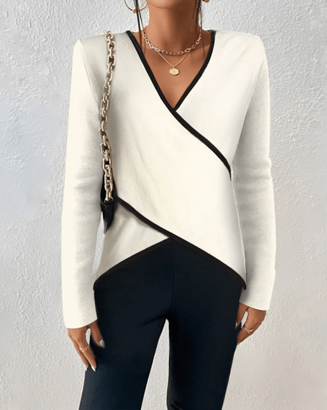 V-Ausschnitt Eleganter und stylischer Langarmpullover für Damen