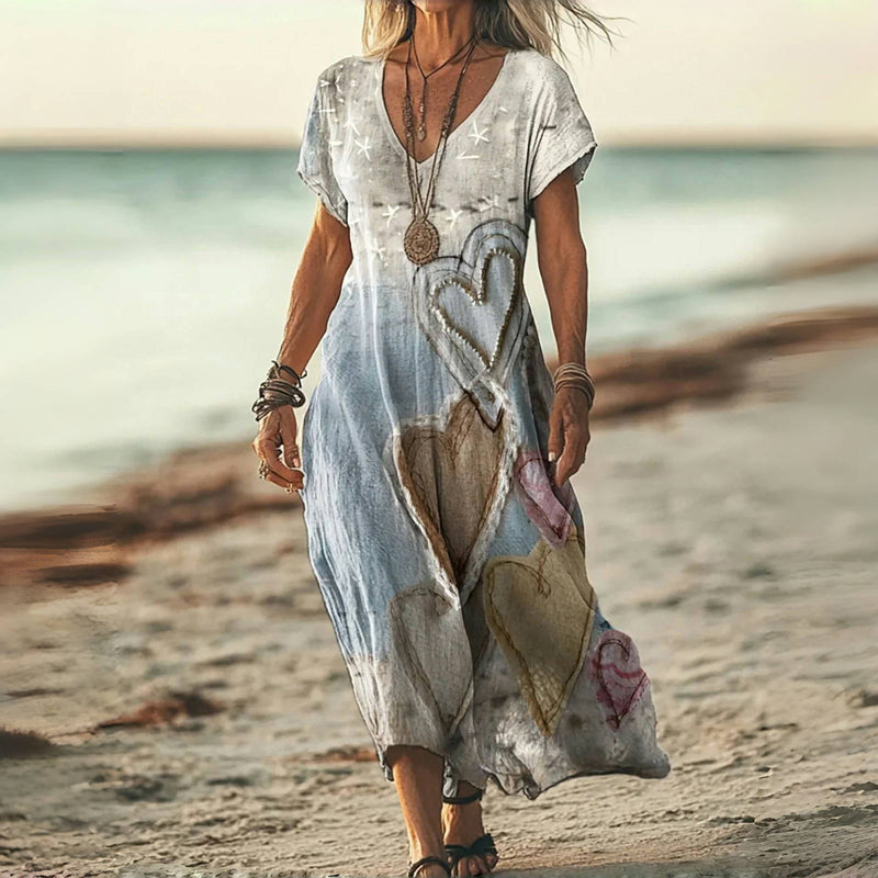 Vintage-Kleid mit Herz-Print
