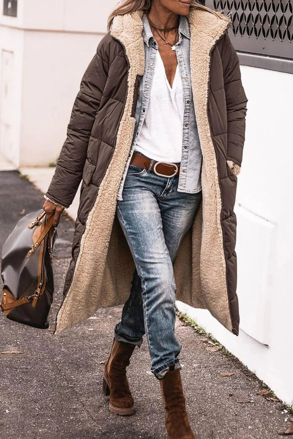 Elisandra | Moderner langer Wintermantel