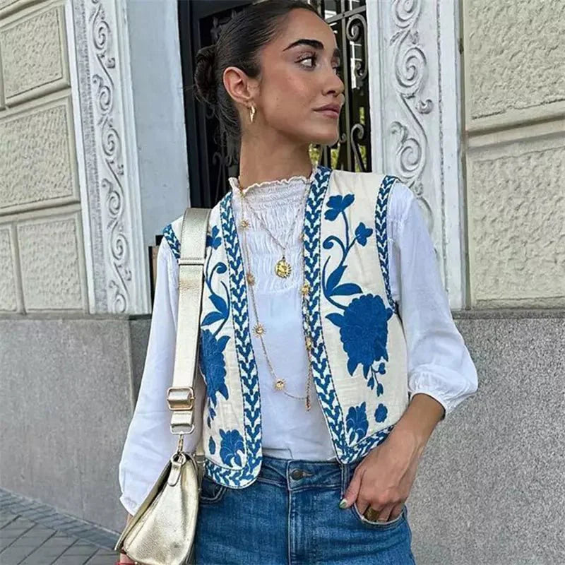 Emvée | Leichte Sommerweste mit Blumenmuster