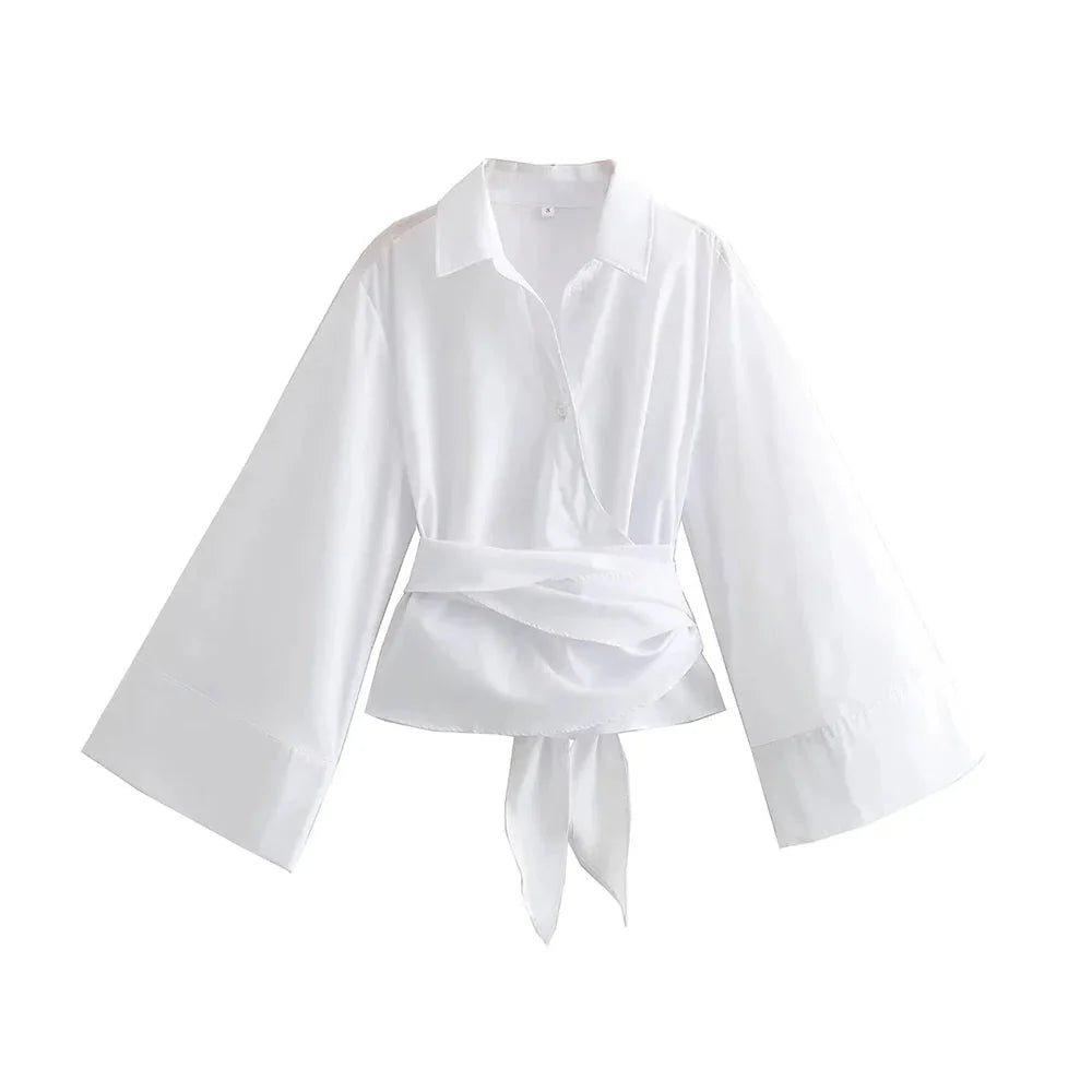 Auvina | Kimonobluse mit breitem Bindegürtel