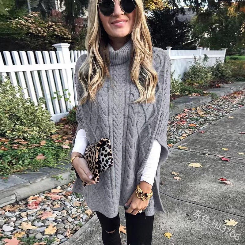 Colette | Stylischer Rollkragen-Poncho mit Zopfmuster