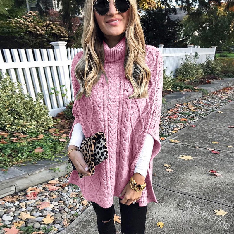 Colette | Stylischer Rollkragen-Poncho mit Zopfmuster