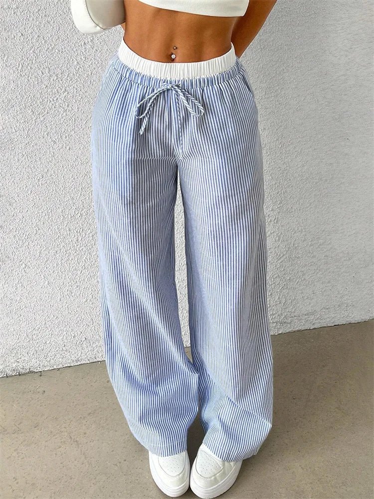 Zanithea | Gestreifte Freizeithose mit weitem Bein