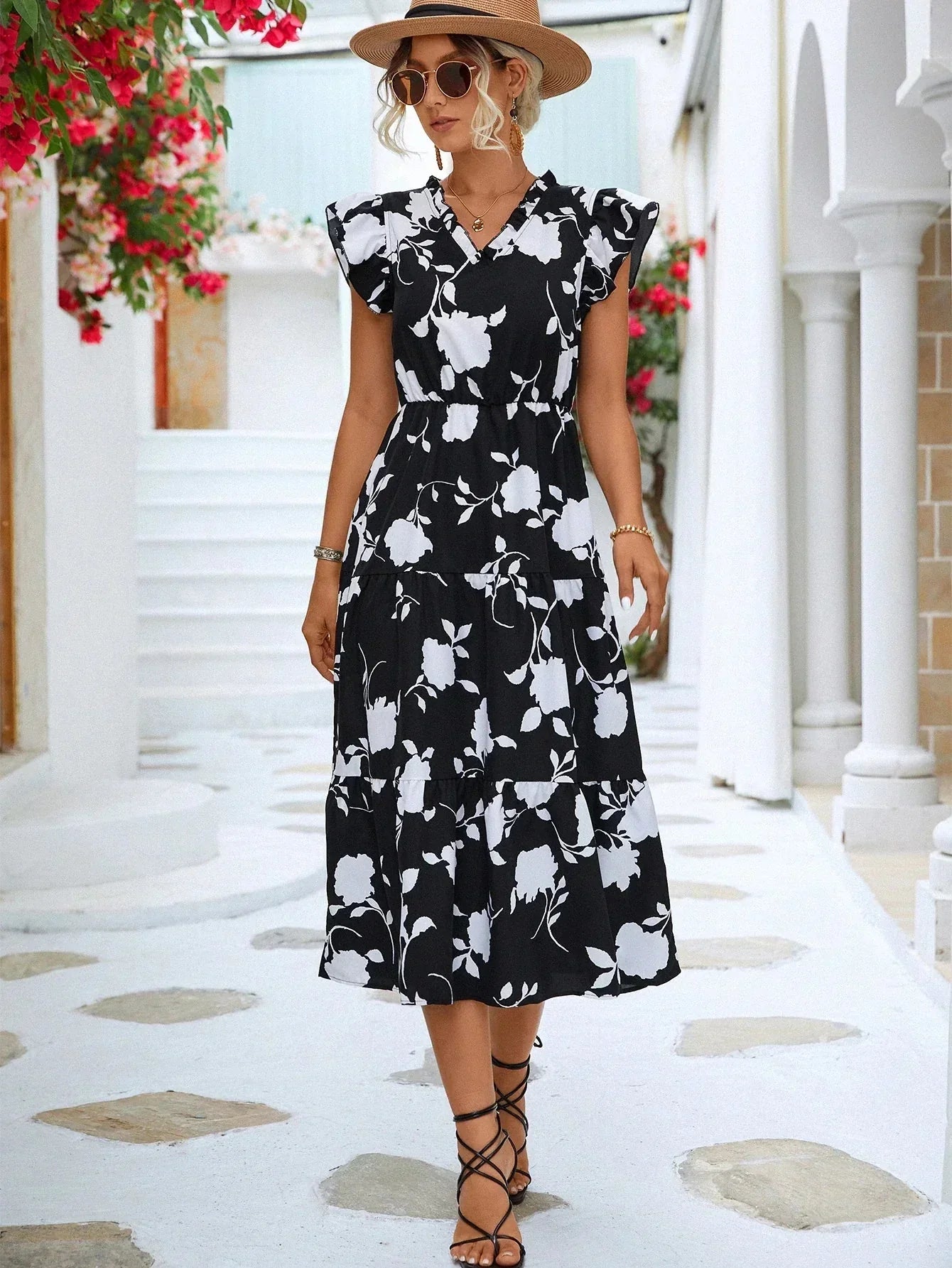 Nerys | Fließendes, Vintage-inspiriertes Blumenkleid