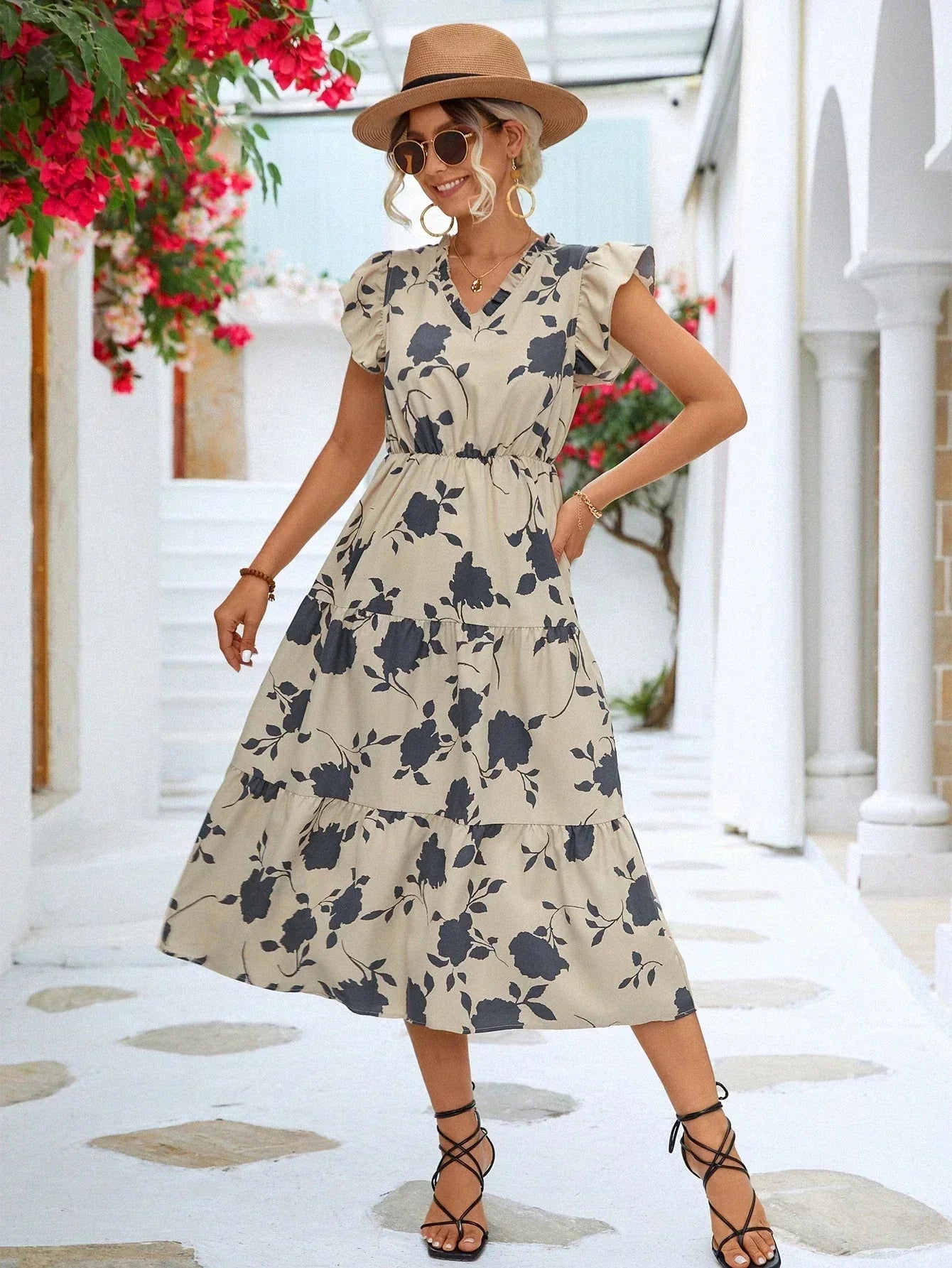 Nerys | Fließendes, Vintage-inspiriertes Blumenkleid