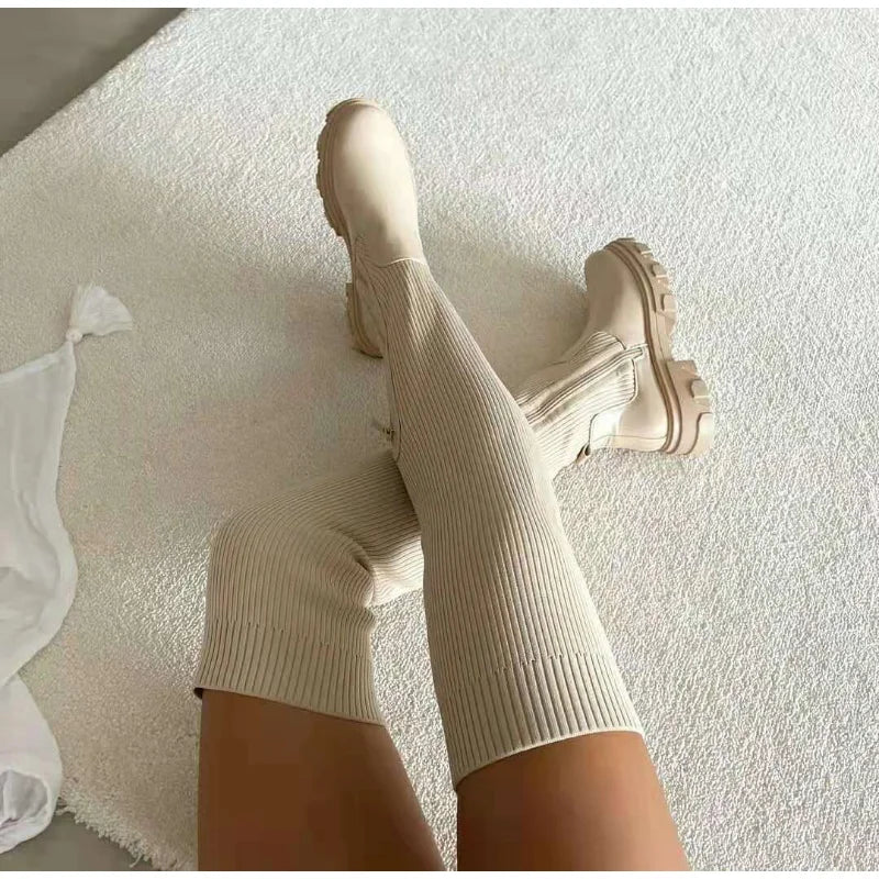 Jamaika | Schicke Overknee-Sock-Stiefel