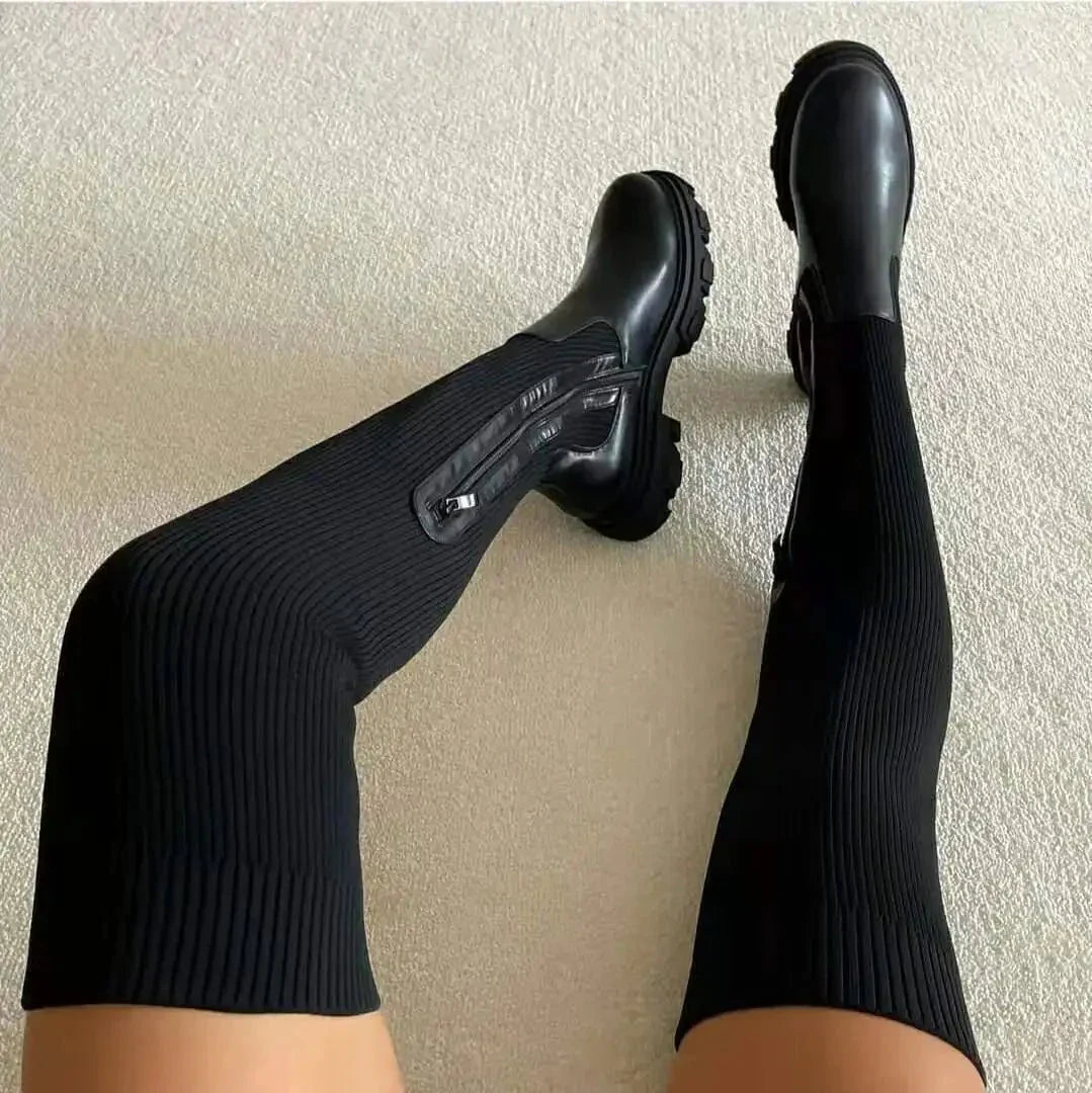 Jamaika | Schicke Overknee-Sock-Stiefel
