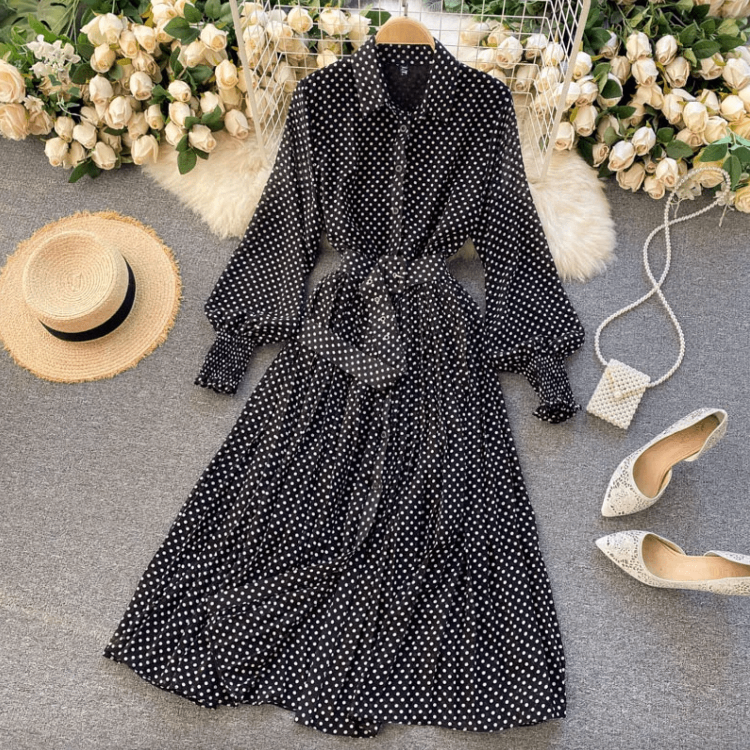Virelune | Duskdot – Gerafftes Midikleid