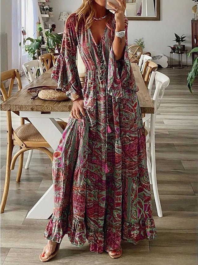 Orlaithe | Maxikleid mit drapiertem Print
