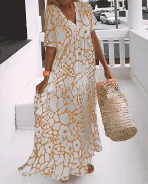 Nicole | Fließendes Maxikleid mit Print